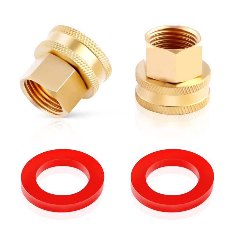 Litorange 2 Pack Lead-Free Brass Garden Hose Threaded 3/4" GHT to 1/2 NPT Fitting Connect, Green Thumb Quick Swivel Connector Adapter, Double Female Thread 3/4" x 1/2" NPT Pipe - Image 1